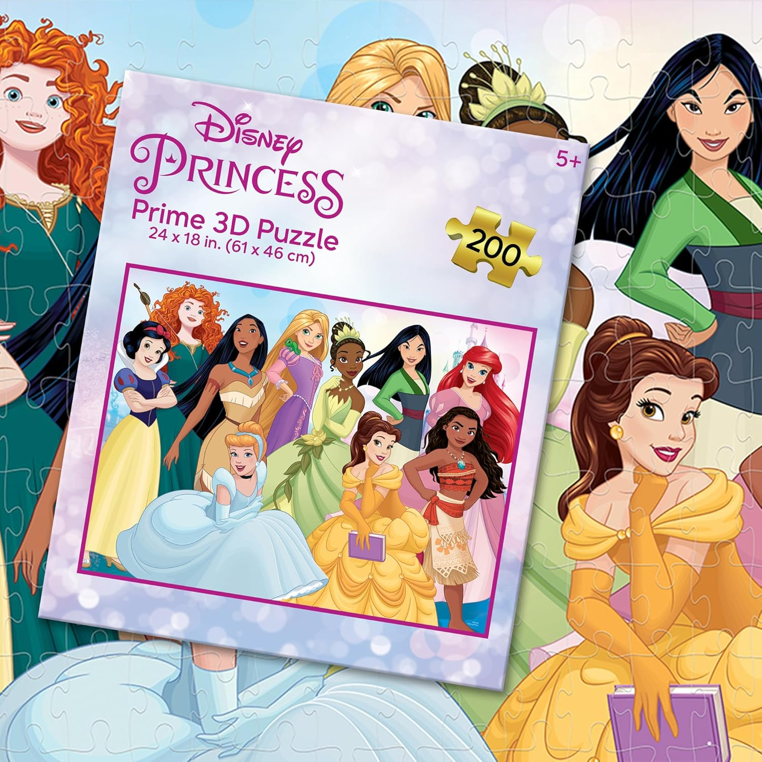 PRIME 3D | Disney Princess | 3D Lenticular Jigsaw Puzzle | 61Cm X 46Cm - 200 Pcs | Games & Puzzles | Ages 6+ image number 1