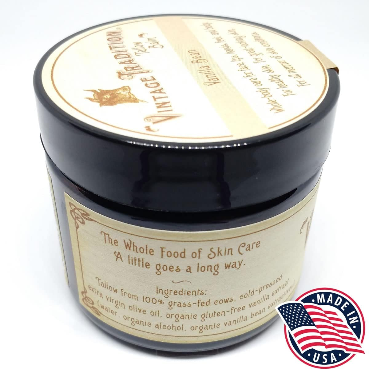 Vintage Tradition Vanilla Bean Tallow Balm, 100% Grass-Fed, 2 Fl Oz"The Whole Food of Skin Care" image number 5