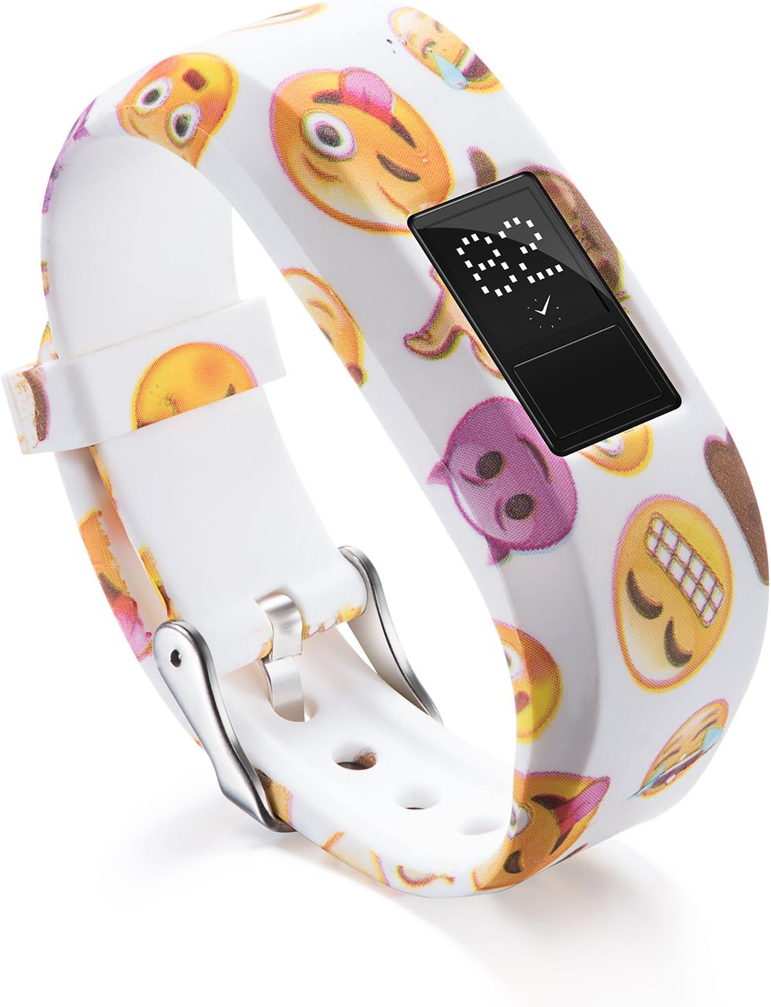 GTHY Compatible with Garmin Vivofit JR/JR 2/Vivofit 3 Bands Repacement,For Kids Boys Girls,Soft Silicone Pattern Adjustable Straps,Wristbands,Watch Band,With Secure Metal Clasp,Lagre&Small