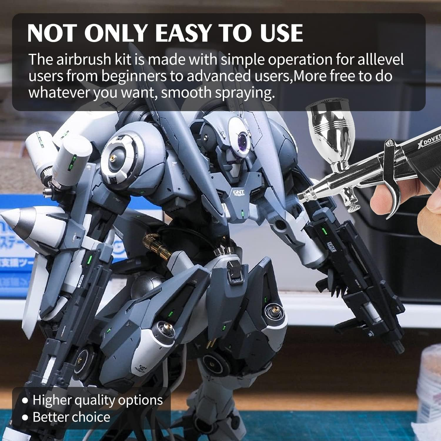 XDOVET Airbrush Use with Compressor - Dual Action Air Brush Set with Trigger Switch - Paint Cups, Nozzles, Needles and Hose inside for Tattoo, Makeup, Nail, Model, Art Hobby image number 1