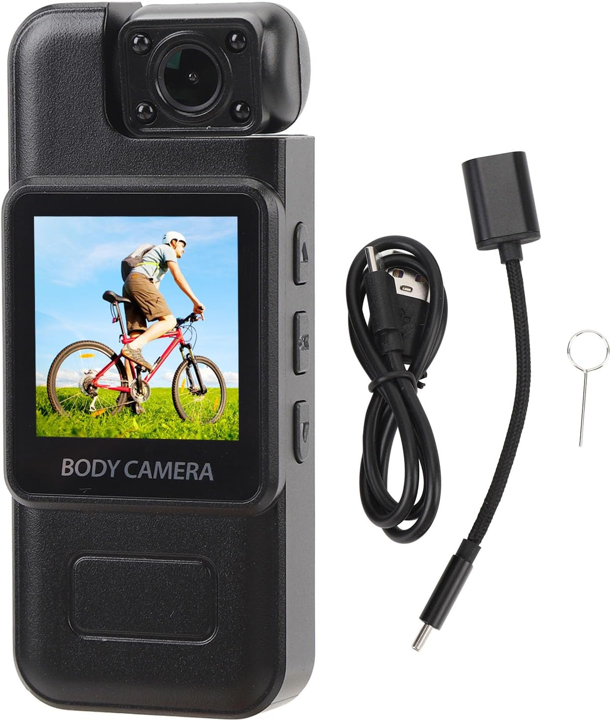 LICAEVEY Body Camera, 4K HD, 180 Degree Rotating Lens, Body Worn Camera, Pocket Video Recorder with Rear Clip and 1.3 Inch Display for Safety image number 3