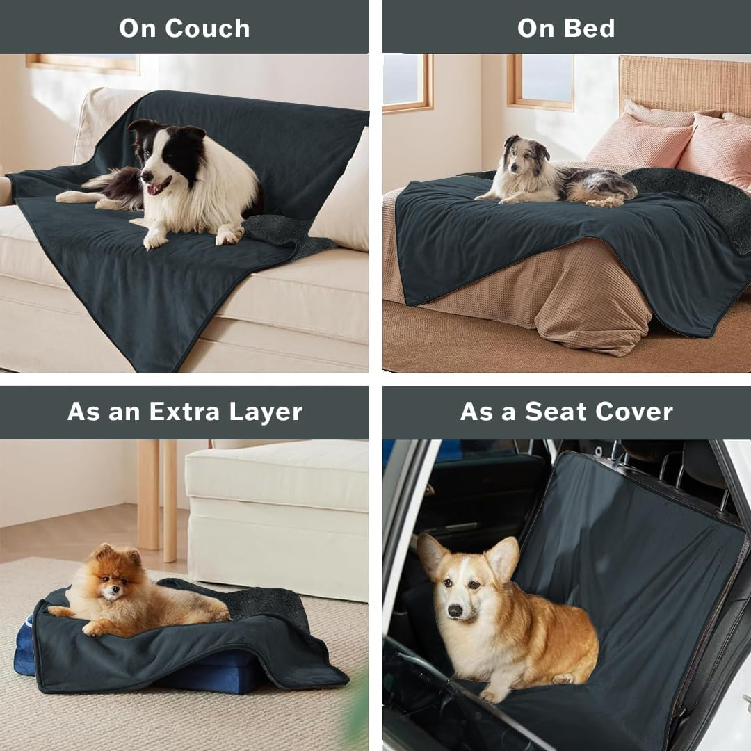 Anti-Anxiety Waterproof Pet Throw Blanket - Water Resistant, Splash-Proof for Dogs and Cats, Ideal for Large Dogs, Soft, Durable, Modern Style, Grey, 127Cmx152Cm image number 5