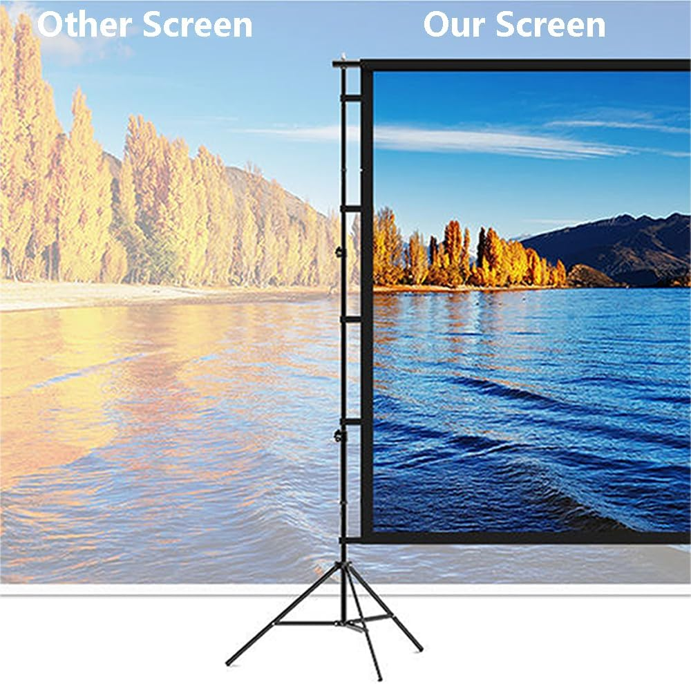 Projector Screen and Stand, 100-Inch Portable Indoor Outdoor Projection Screen16:9 Aspect Ratio 4K HD, Foldable Anti-Crease Double Sided Movie Screen with Carry Bag, Ideal for Office and Home Theater image number 2