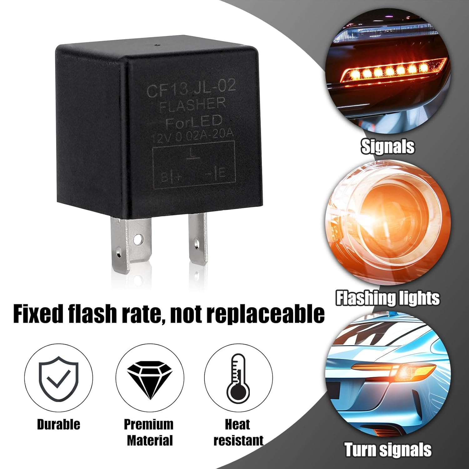 CF13 LED Flasher Relay for Turn Signal, 12V Universal Car Blinker Relay for Fixing Hyper Flash & Turn Signal Flickering, Compatible with Cars Trucks Suvs image number 2