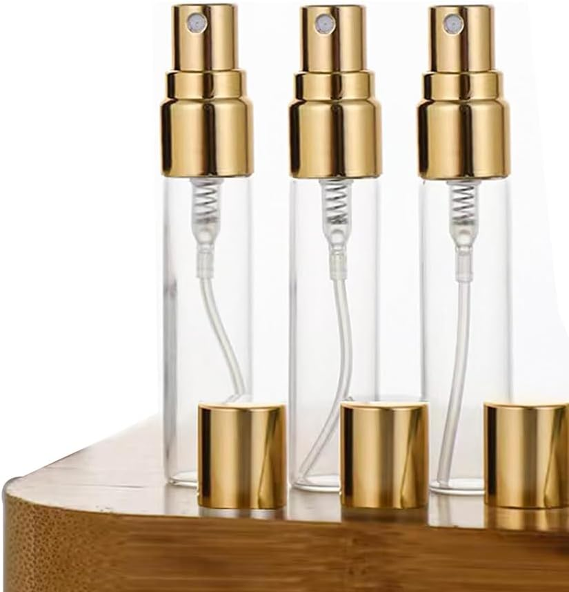 IMIROOTREE 20Pcs Clear Glass Mist Spray Bottle Atomizer Refillable Empty Sample Containers with Golden Lids for Cleaning, Essential Oils, Travel (2Ml) image number 5