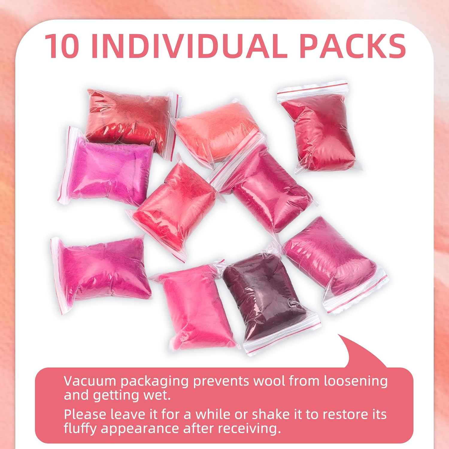 10 Colors Fiber Wool, Needle Felting Wool Roving Spinning Wool Roving Yarn Needle Felting Hand Spinning for DIY Craft Supplies (Red) - Orange image number 6