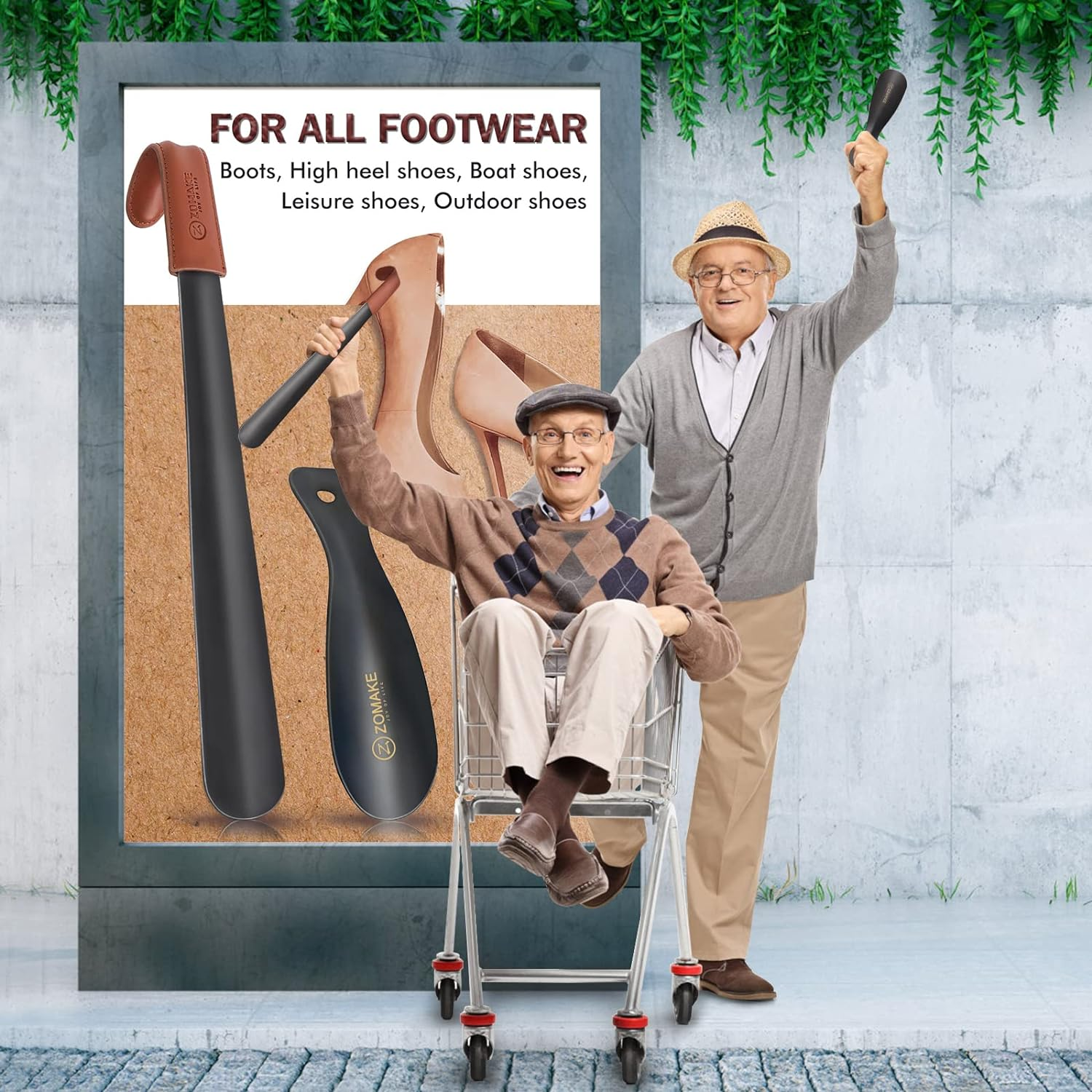 ZOMAKE Metal Shoe Horn - 42/19CM Stainless Steel Shoehorn Long Handle Lazy Shoe Helper - 19CM Travel Short Shoe Horns for Household and Travel 2Pcs image number 4