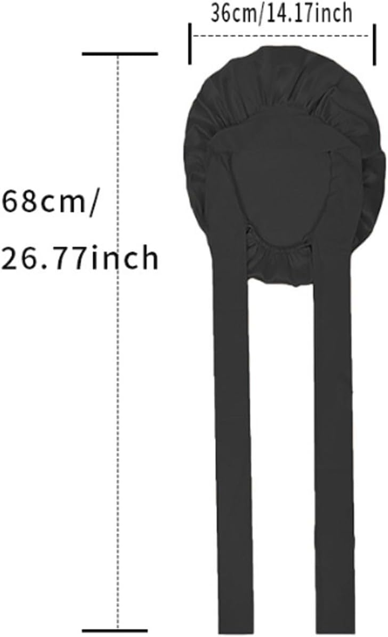 Black Large Satin Silk Bonnet for Sleeping Jumbo Sleep Cap, Double Layer Hair Bonnet with Tie Band,Wide Elastic Satin Shower Cap for Women image number 3