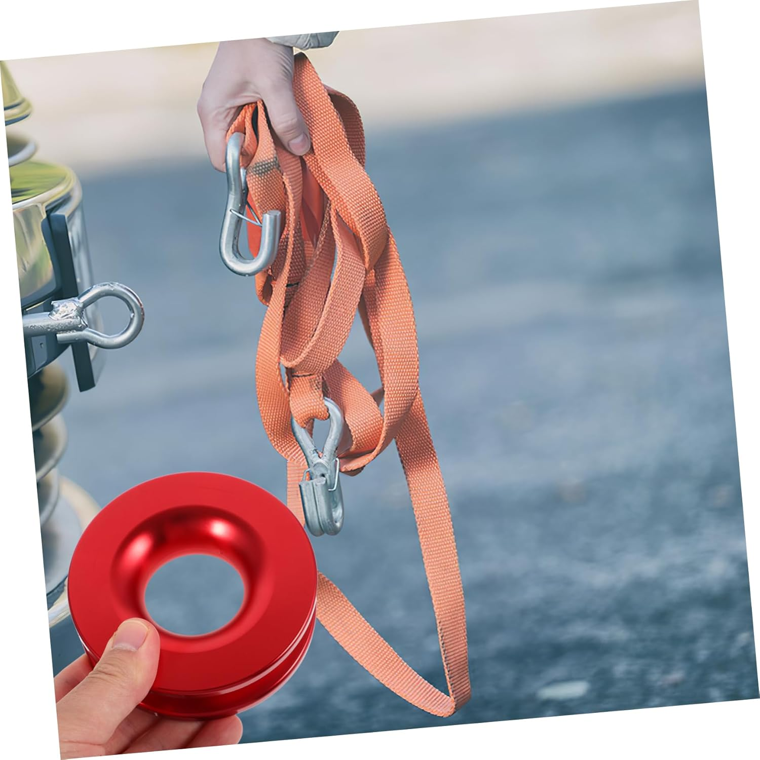 FELTECHELECTR Winch Snatch Recovery Ring Aluminum Alloy Towing Snatch Ring Truck Recovery Accessories Red for Off-Road Vehicle Winching and Towing - Blue image number 5