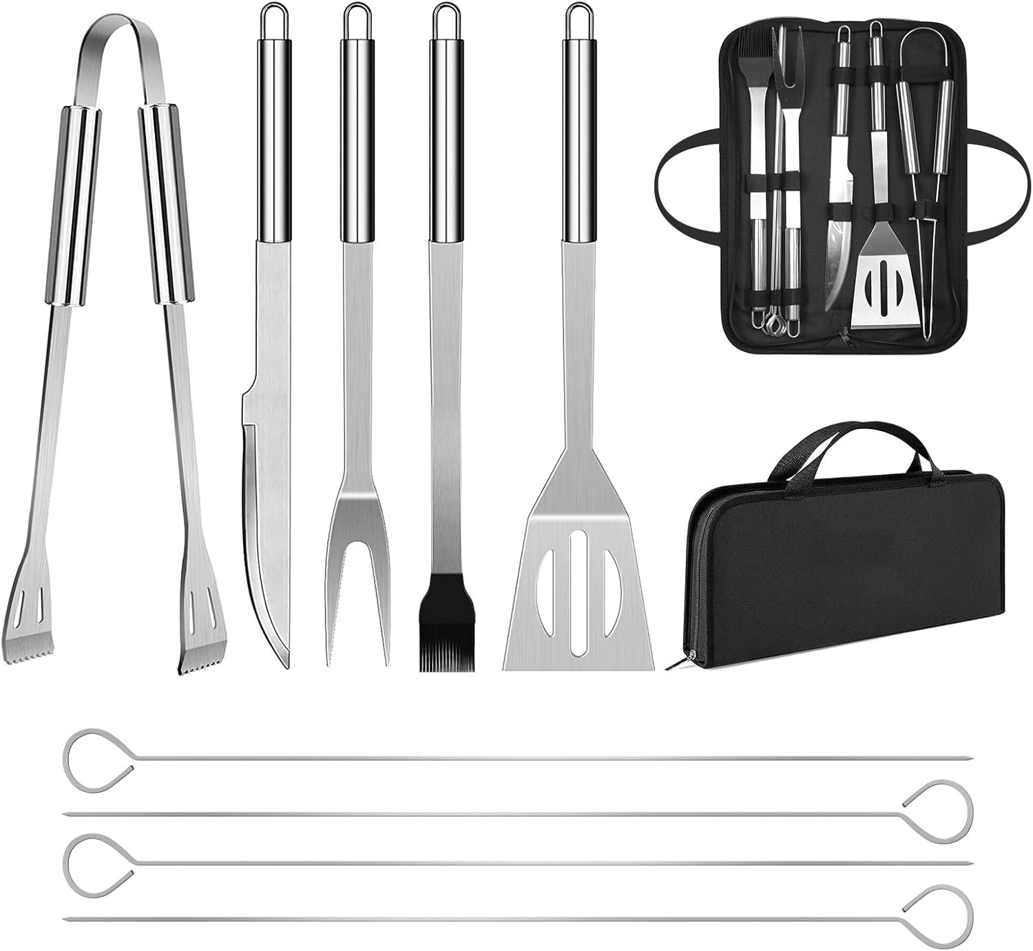 Barbecue Cutlery Set Professional Barbecue Accessories Grill Tool with Easy to Carry Bag for Men Gift (9 Pieces) image number 3