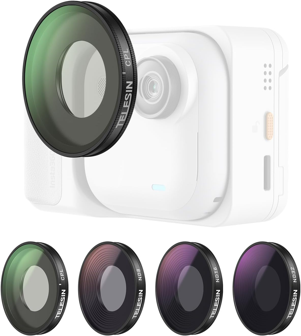 TELESIN ND & CPL Filters Set for Insta360 Go Ultra，Lens Filters Kit 4-Pack (Cpl+Nd8/16/32)｜Multi-Coated Optical Glass｜Balanced Exposure｜Anti-Reflective｜Aluminium Alloy Frame image number 4