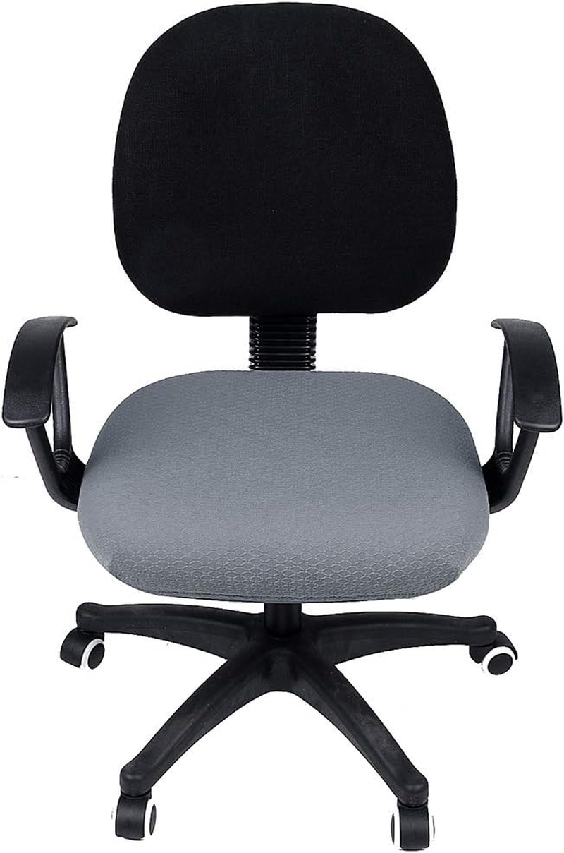 Smiry Stretch Jacquard Office Computer Chair Seat Covers, Removable Washable Anti-Dust Desk Chair Seat Cushion Protectors - Grey image number 3