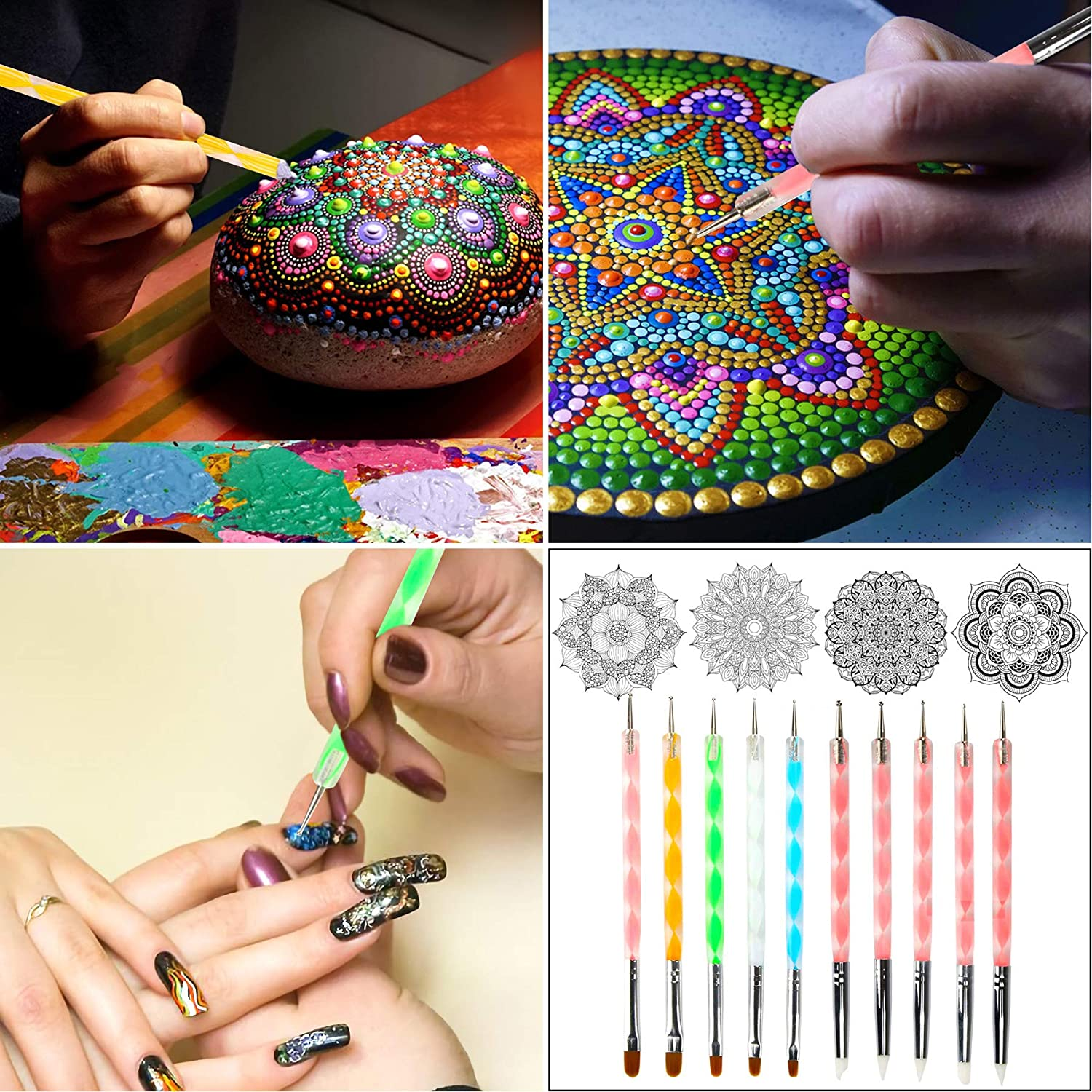 58PCS Mandala Dotting Tools Set with a Blue Zipper Waterproof Storage Bag for Painting Rocks image number 2