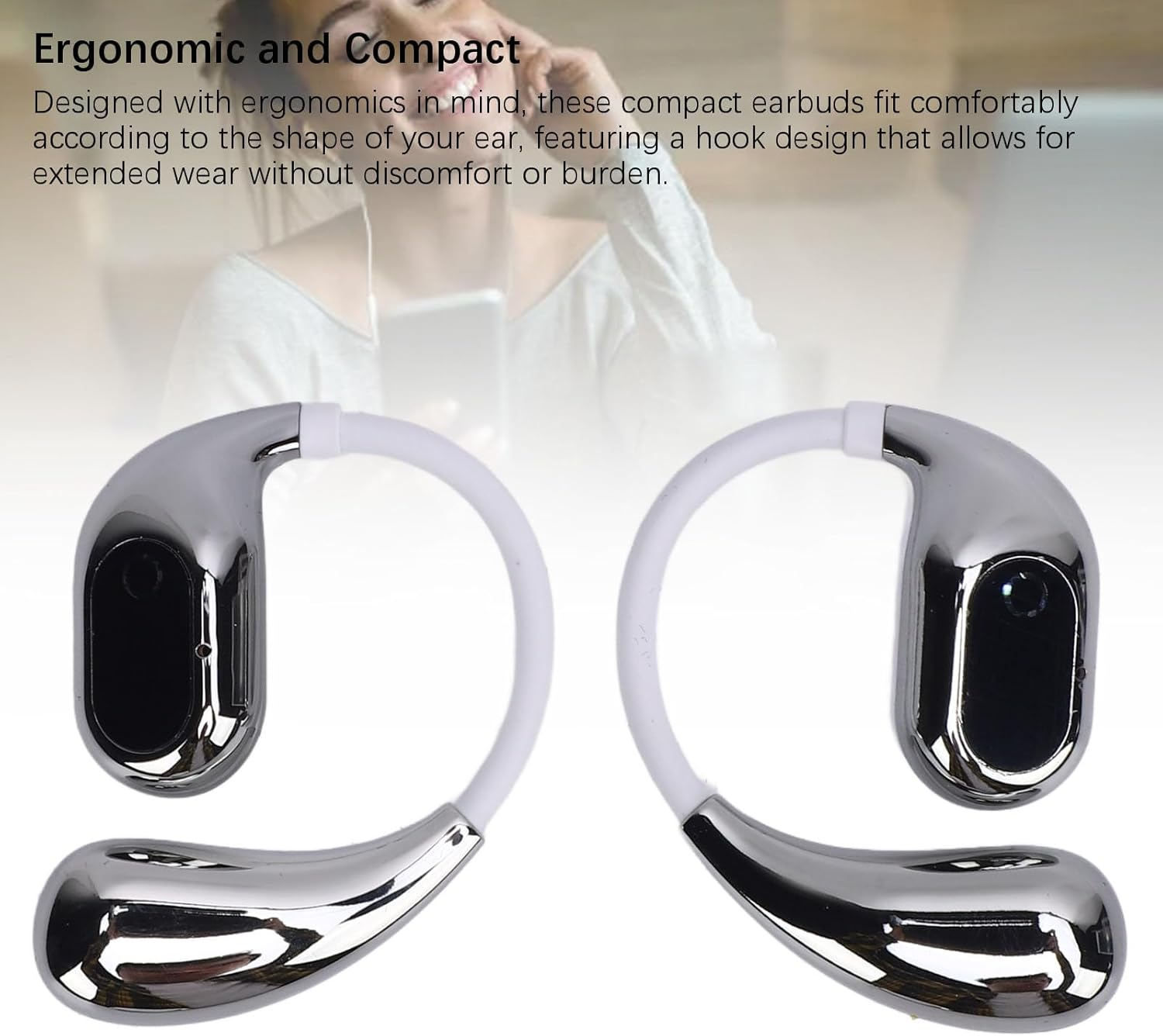 Jectse Translation Earbuds Supporting 144 Languages Real Time Translation for Travel Business, Hifi Stereo Sound Earphones (White Silver) image number 3