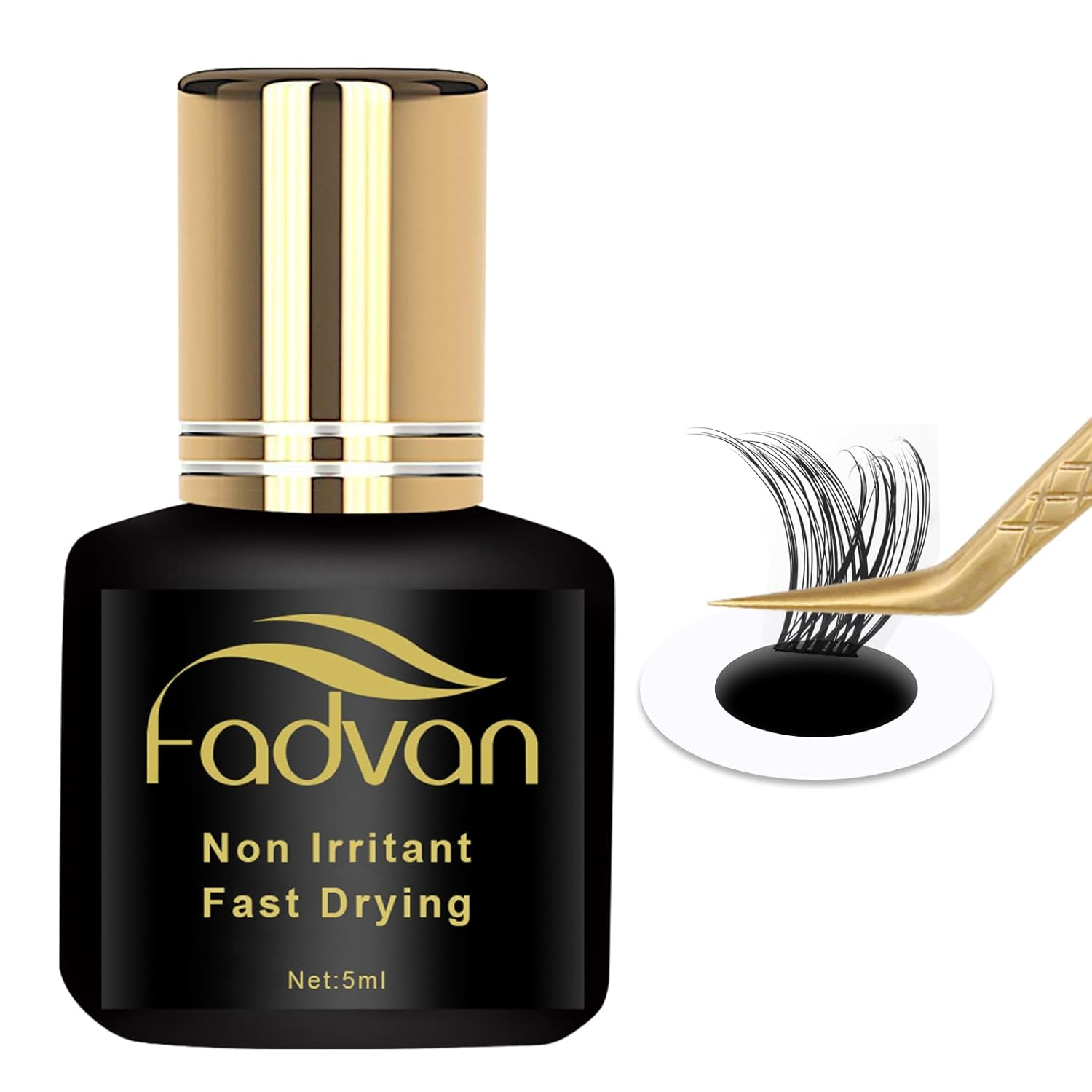 FADVAN Professional-Grade Eyelash Extension Glue - Black Adhesive, 5ML