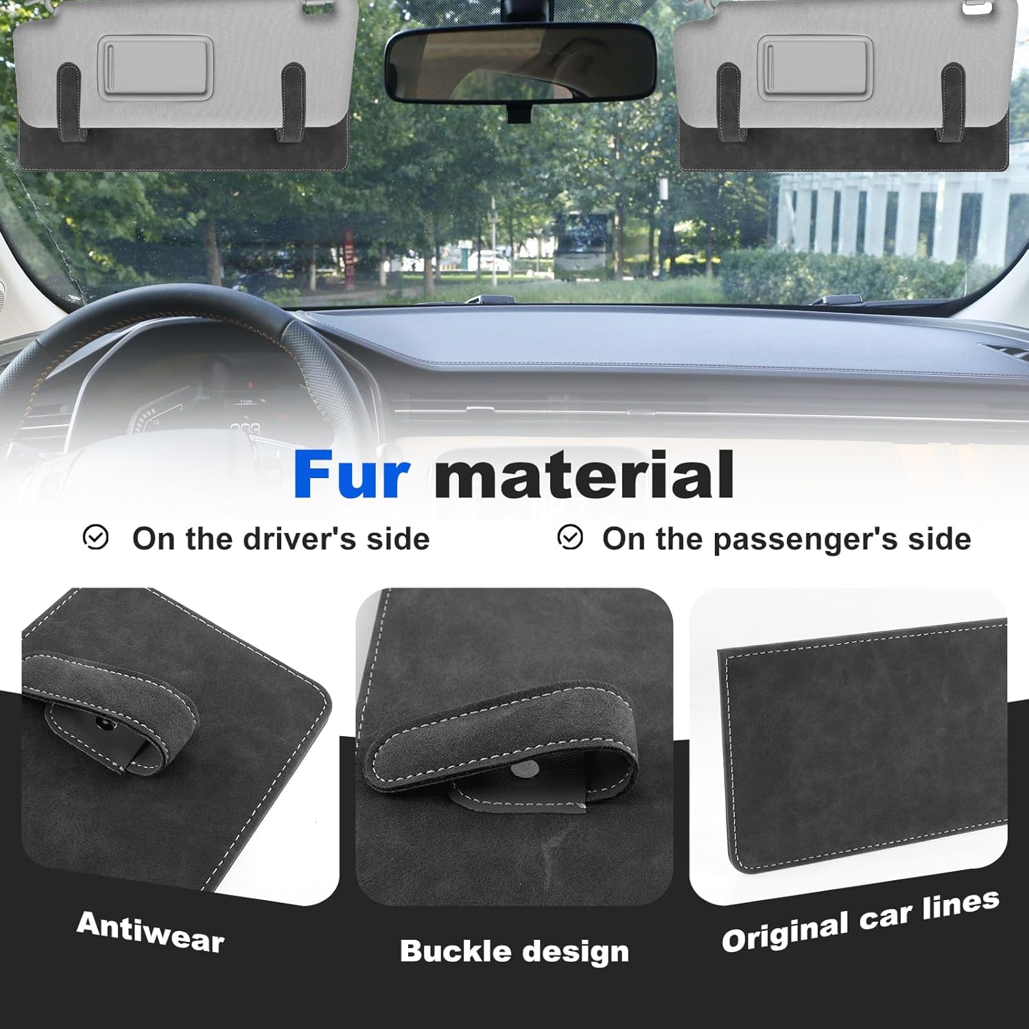2Pcs Sun Visor Extender for Car, Window Shade, Extension Shade Attachment, Adjustable PVC Sunshade Blocker, Auto Accessories for Safe Driving (Black) - Black image number 4