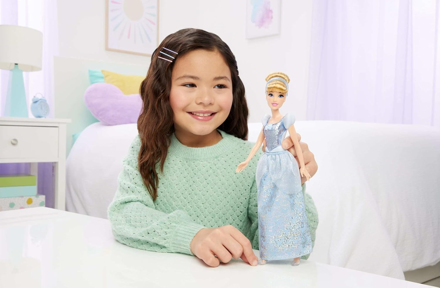 Mattel Disney Princess Cinderella Doll in Sparkling Fashion with Removable Skirt, Headband and Shoes, Posable & Collectible, Inspired by Movie image number 1