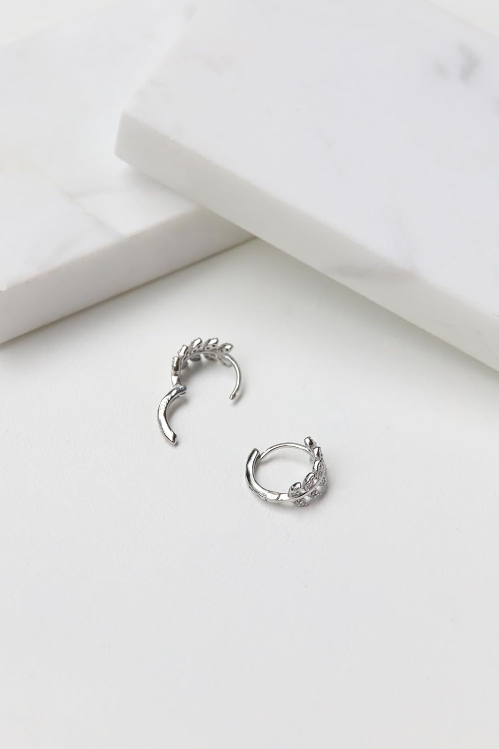 SAINT RAPHA&Euml;L Crystal Leaf Huggie Earrings