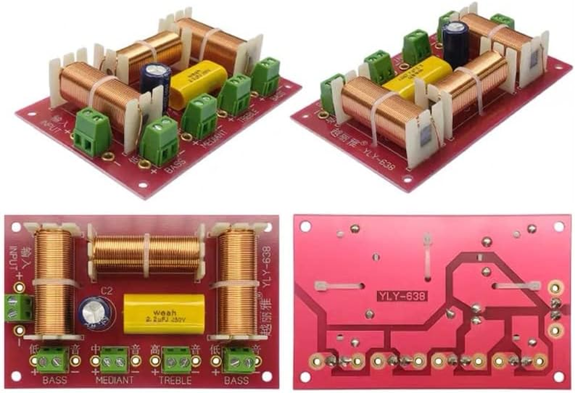 HOOCI 2PCS 3 Way 200W Dual Bass Speaker Frequency Divider Home Theater Hifi Stereo DIY Audio Crossover Filters image number 1