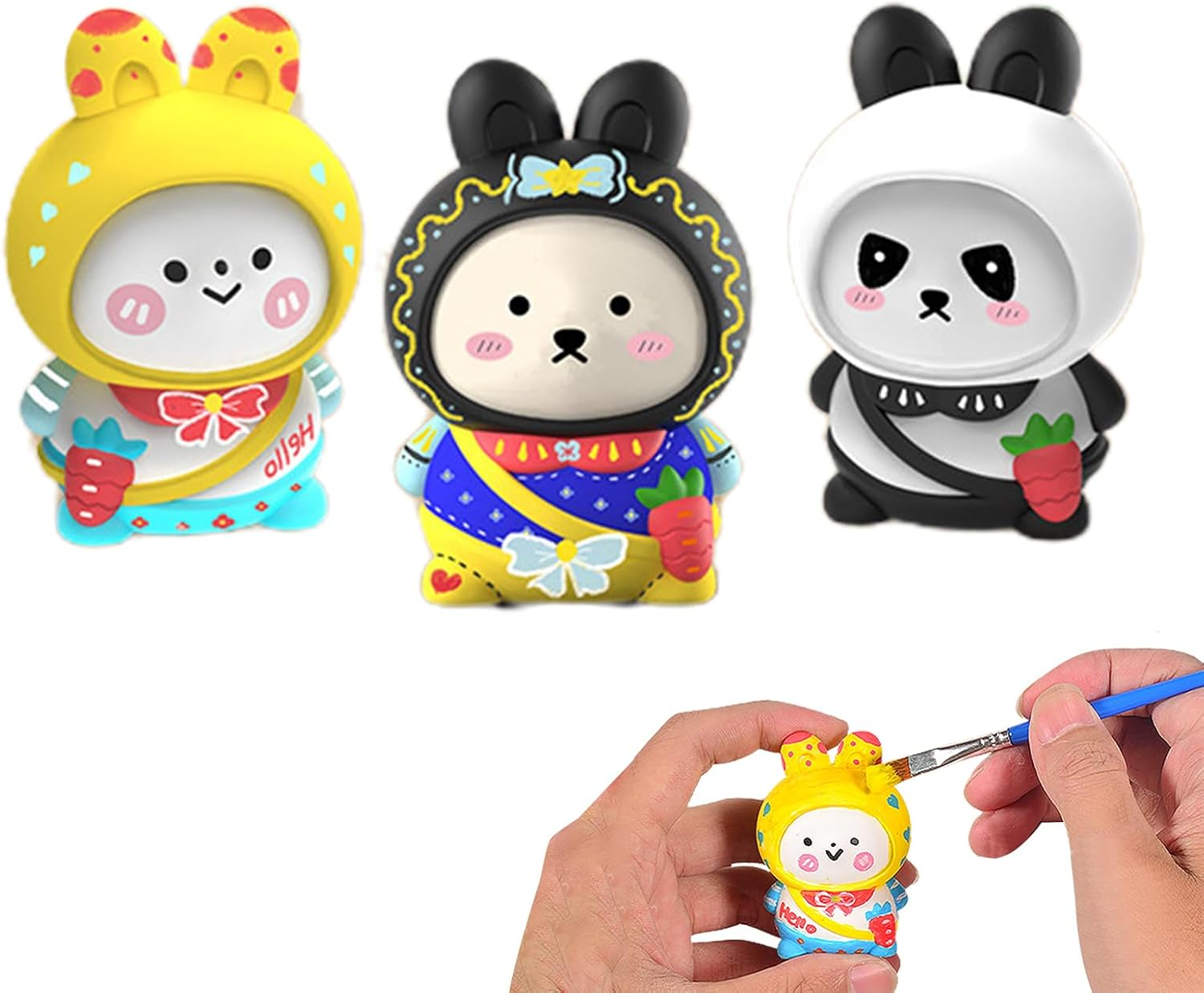 Nankoyal Paint Your Own Bunny Kit,Paint Rabbit Plaster - Includes 12 Color Pigments, 3 Rabbit Statues, 1 Color Palette, and 2 Paint Brushes image number 4