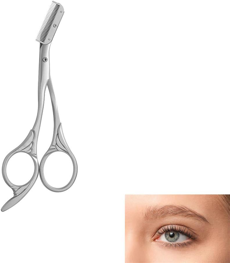 Professional Eyebrow Trimming Scissors with Comb, Precision Trimmer, Non-Slip Finger Grips image number 6