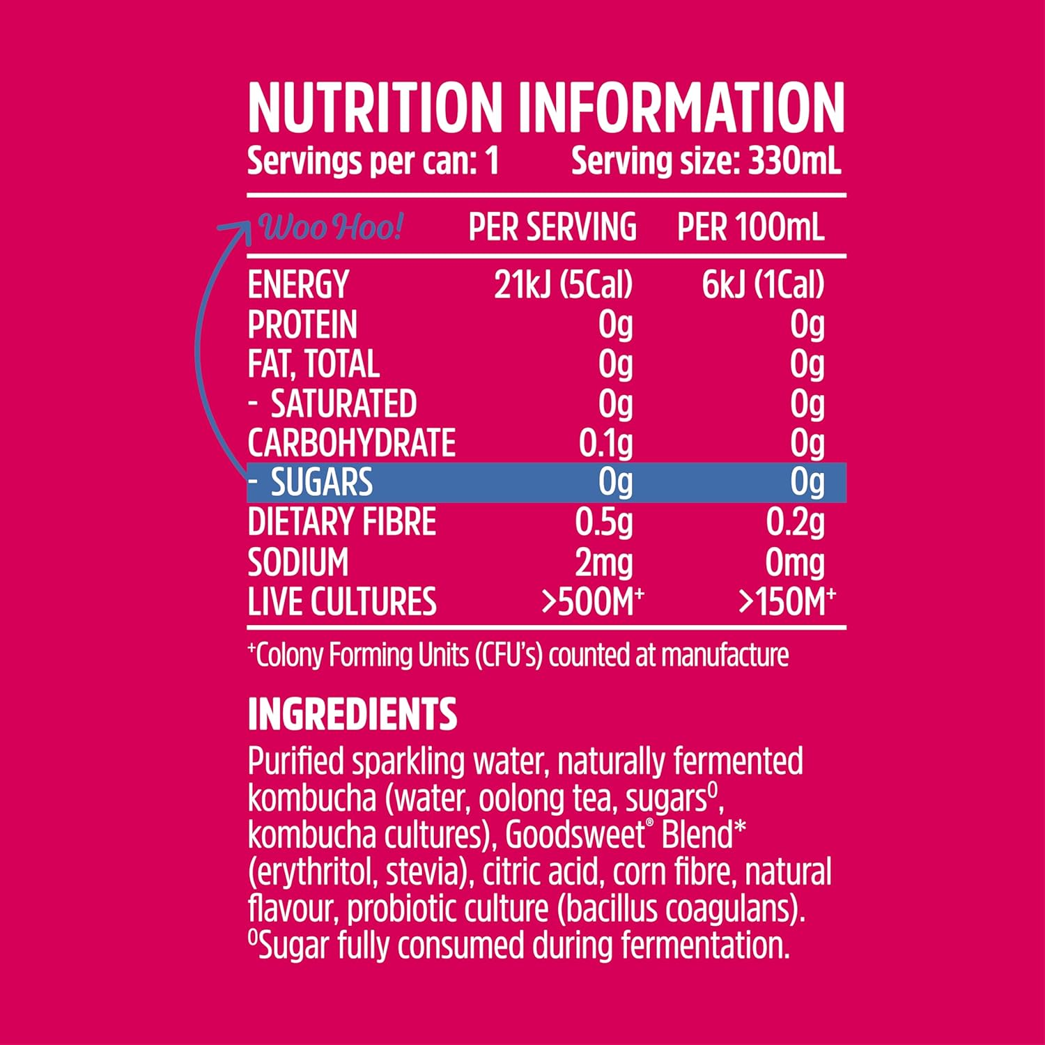 Nexba Kombucha &ndash; Mixed Berry &ndash; All Natural Sugar Free &ndash; 24 X 330Ml Cans