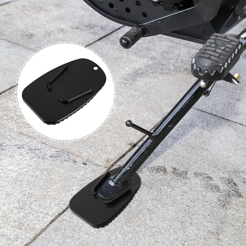 2 PCS Motorcycle Kickstand Pad,Universal Side Stand Foot Pedal Base Extender for Touring Commuter Bikes, Anti-Slip Enlarged Support Plate for Bike Parking on Soft Ground Dirt Asphalt image number 3