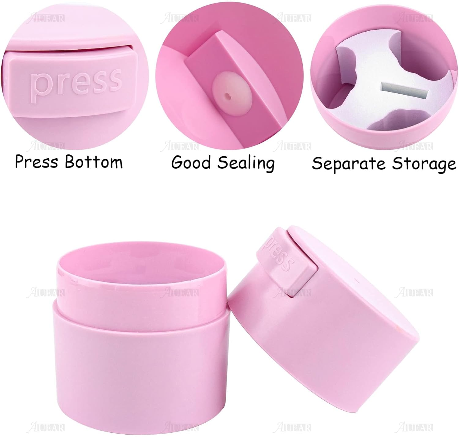 AUEAR, Eyelash Glue Storage Tank Lash Extension Organizers Activated Carbon Sealed Storage Jar Leak Proof Container Cylinder (Pink)