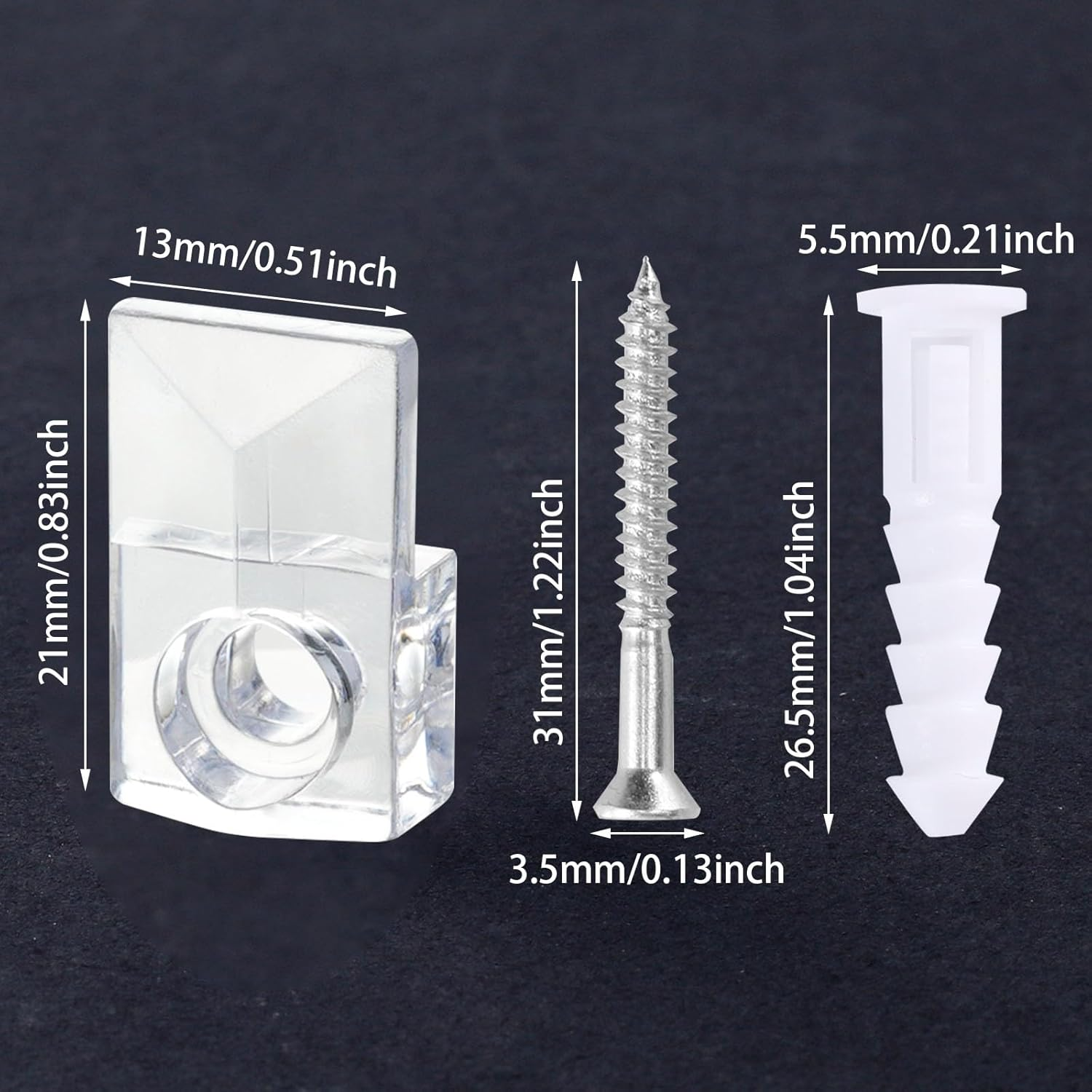 40 Set of Mirror Holder Clips Kit, Glass Retainer Clips Kit, Clear Plastic Mirror Mounting Clips Crystal Mirror Hanging Hardware Frameless Kit for Fixing Mirror Cabinet Door (Clear) image number 5