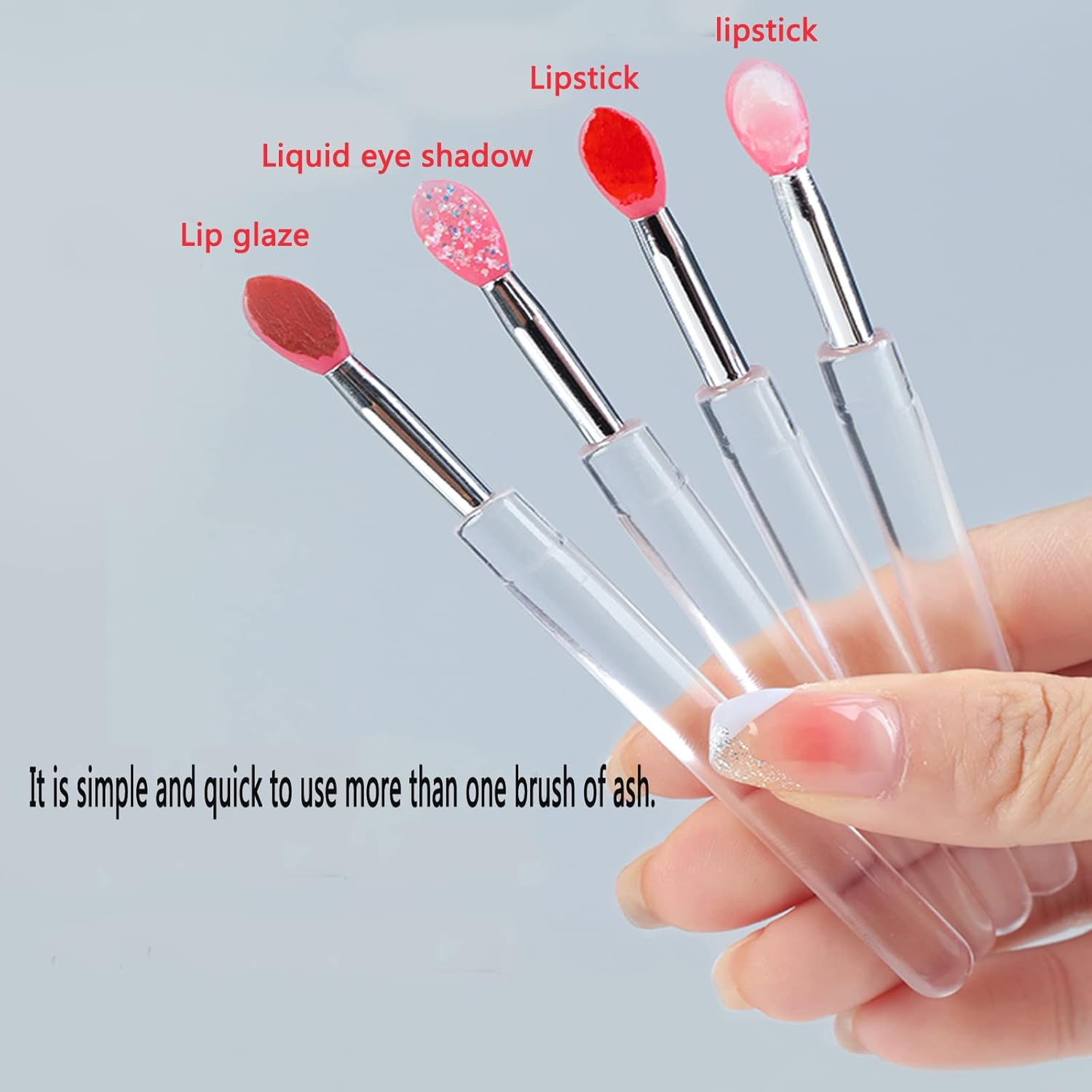 TEONEI Silicone Lip Brushes with Covers,Lipstick Lip Gloss Applicator Brushes,Makeup Beauty Brushes,6Pcs image number 4