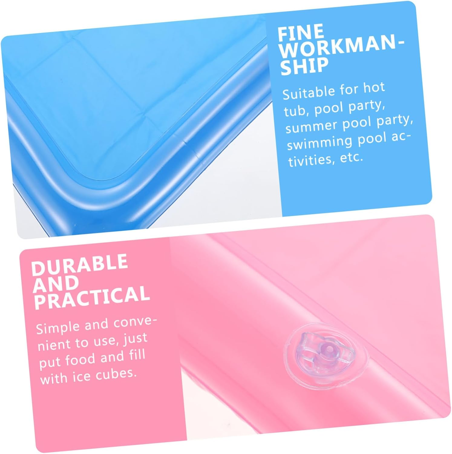 Totority 2Pcs Inflatable Pool Floating Tray Set Blue Magenta Serving Beverage Ice Tray Portable Water Accessory for Outdoor Parties Summer Fun