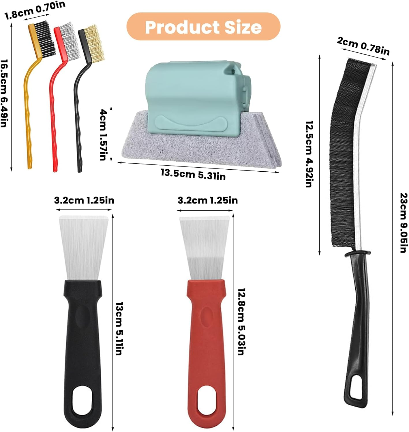 11 Pcs Crevice Cleaning Brushes Multifunctional Gap Cleaning Scrub Brush - Cleaning Brushes Set for Tight Space Cleaning Bathroom Faucets Kitchen Window Supplies (Durable Bristles) image number 1