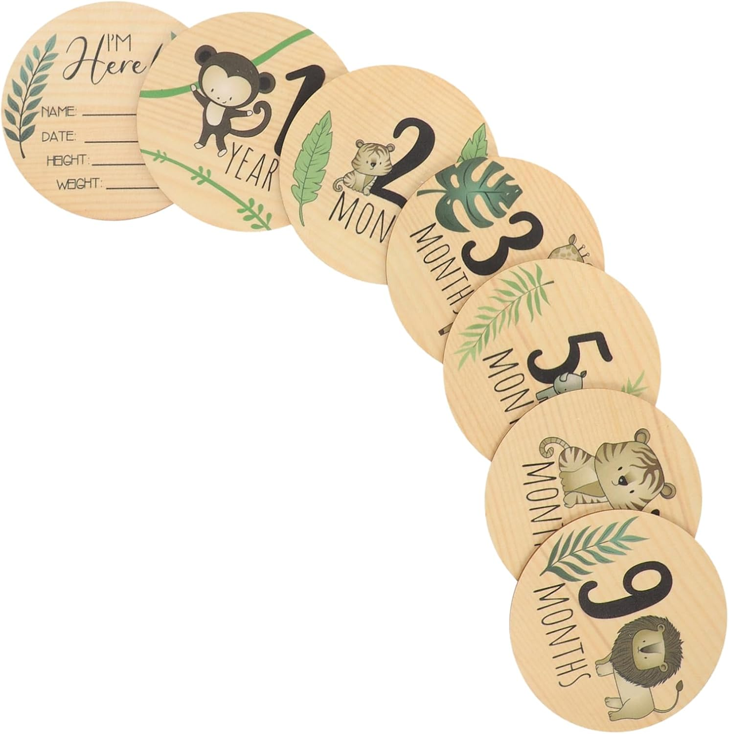 7Pcs Newborn Name Signs Wooden Milestone Cards Birth Announcement Photo Props