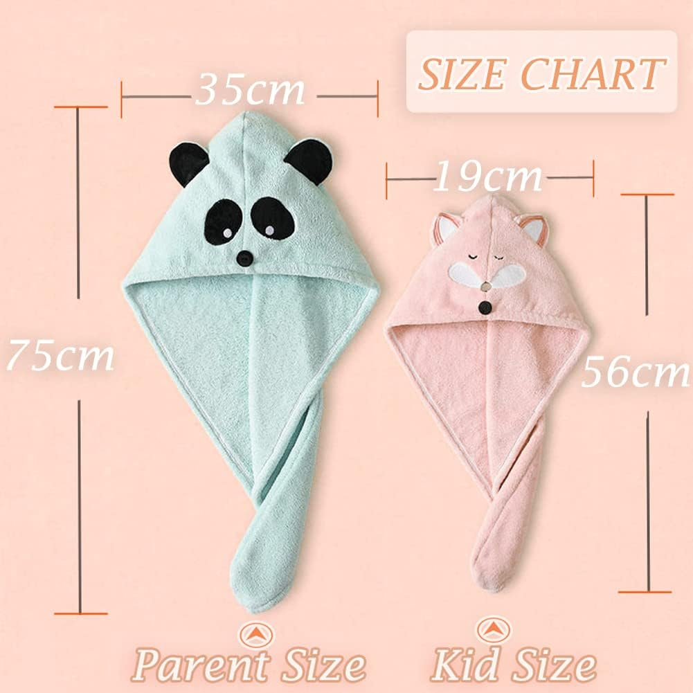 Anti-Frizz Kids Hair Towel Absorbent Quick Drying Girls Hair Turban Towel with Button Wet Hair Dryer Cap Ultra Soft Hair Drying Towel Wrap Twist Hat for Curly, Long Hair and All Hair Types,S,Pink