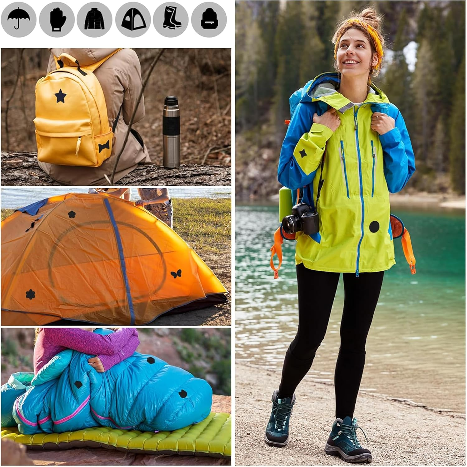 12 Sheets Repair Patches for down Jackets,Nylon Repair Patch,Self Adhesive Patch Waterproof Repair Patches,Large Area No-Sew Iron on Fabric Stickers,Punching Jacket Repair Self Adhesive Stickers image number 4