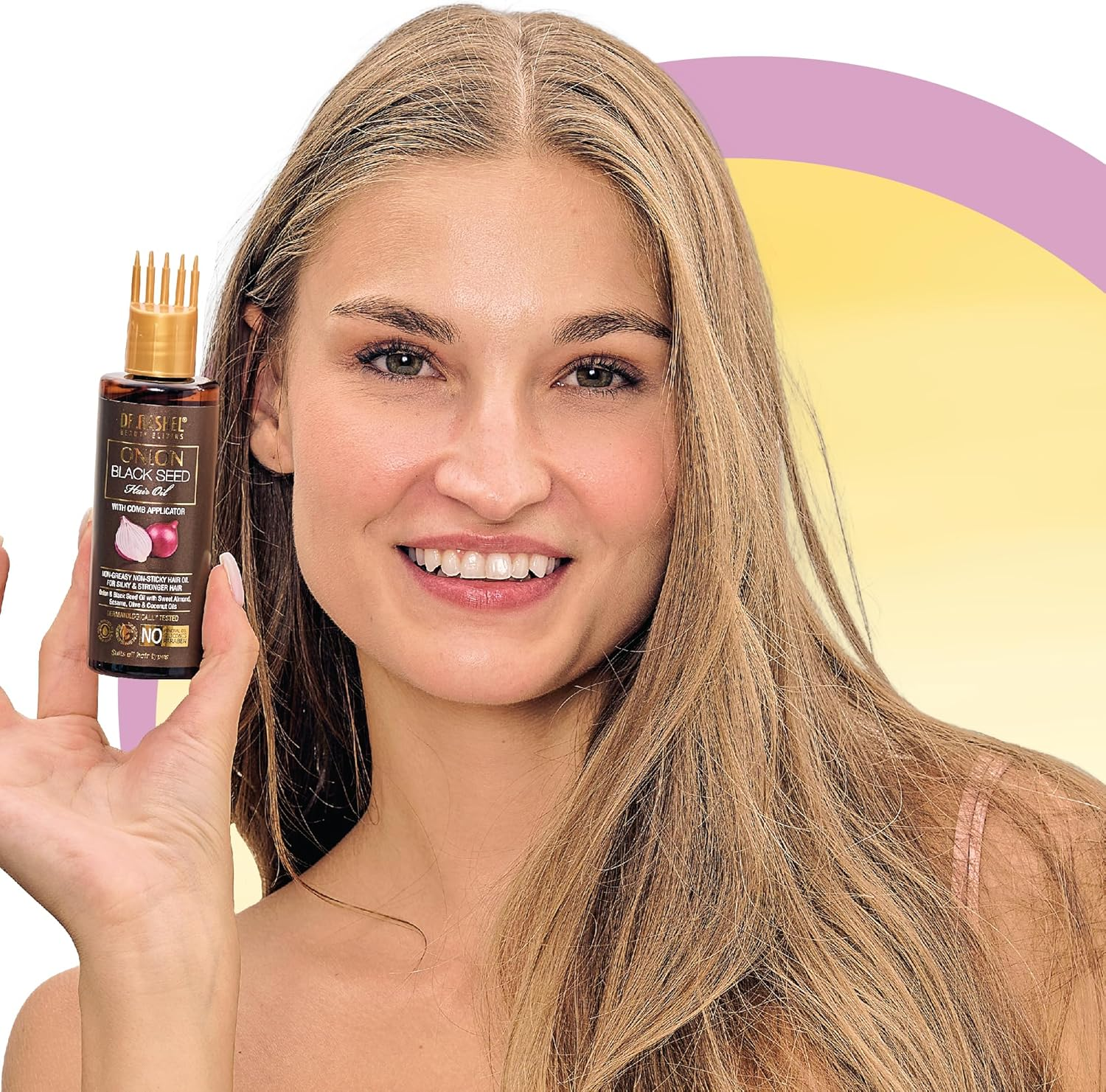 DR.RASHEL Onion Oil - Black Seed Onion Hair Oil with Comb Applicator - Controls Hair Fall - No Mineral Oil, Silicones & Paraben - 100 Ml image number 3