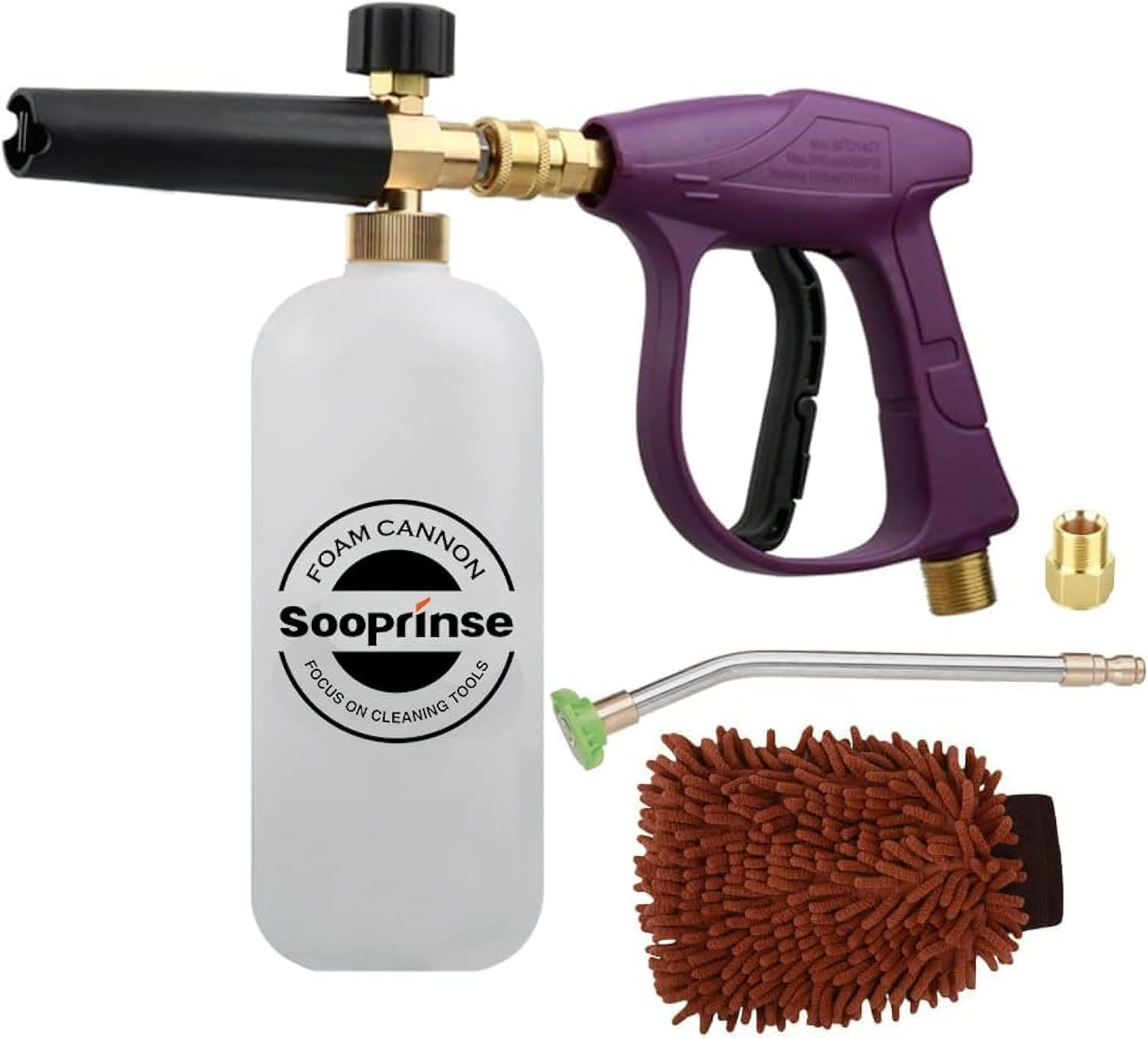 Sooprinse High Pressure Washer Gun,3000 PSI Max with 5 Color Quick Connect Nozzles M22 Hose Connector 3.0 TIP