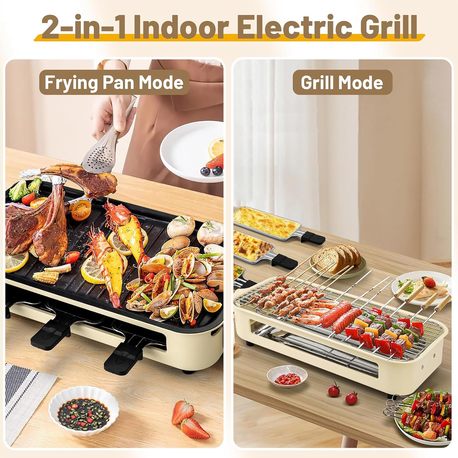Electric Smokeless Indoor Grill, Non-Stick Cooking Removable Plate, Portable Korean BBQ Grill with Removable Temperature Control, Dishwasher Safe, 1500W image number 1