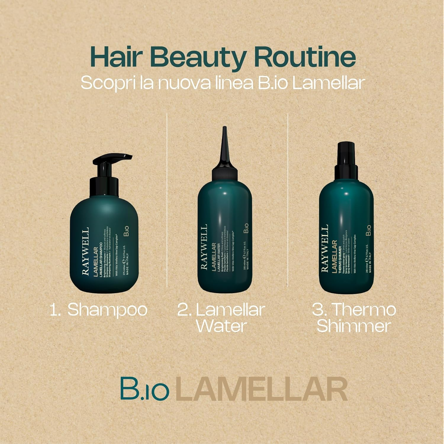 Raywell B.Io Lamellar Shampoo - Gentle Shine Shampoo with Lamellar Technology for Smooth, Frizz-Free Hair, Natural Care from Italy (COSMOS Organic, Parabens & Sulphates-Free) (275 Ml) image number 6