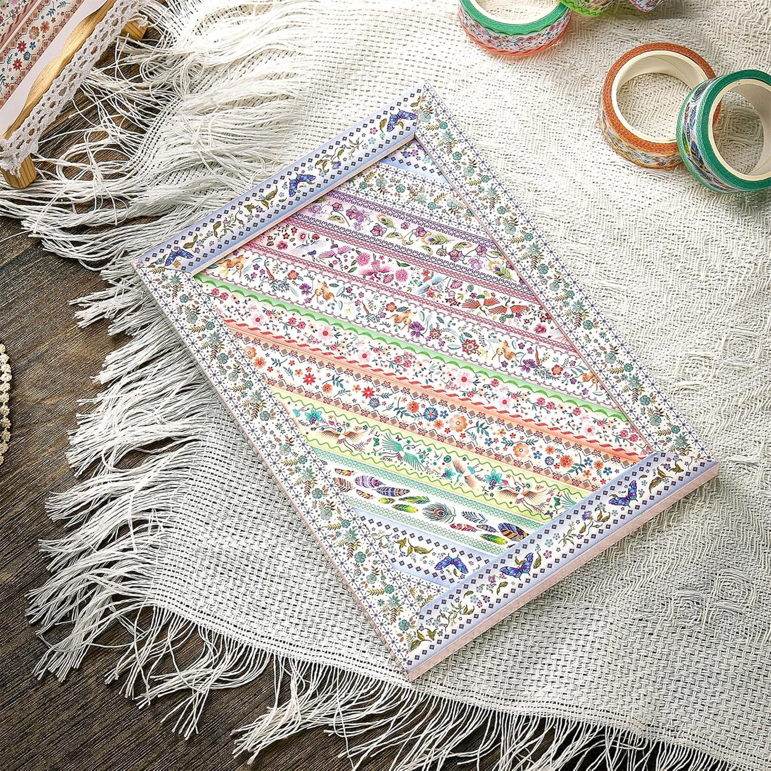 YUBBAEX 10 Rolls Embroidery Pattern Washi Tape Set - Decorative Adhesive Masking Tape for Scrapbooking, Journaling, DIY Crafts, Gift Wrapping &ndash; Vintage Floral and Nature Designs image number 3