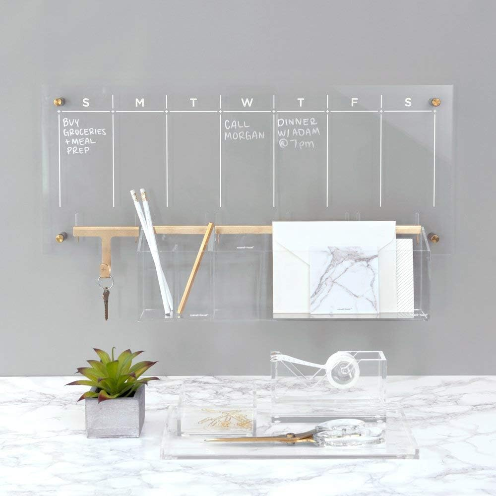 Russell+Hazel Acrylic and Gold Wall Organizing Set, Magnetic and Dry Erase Accessories, Gold Wall Hook image number 3