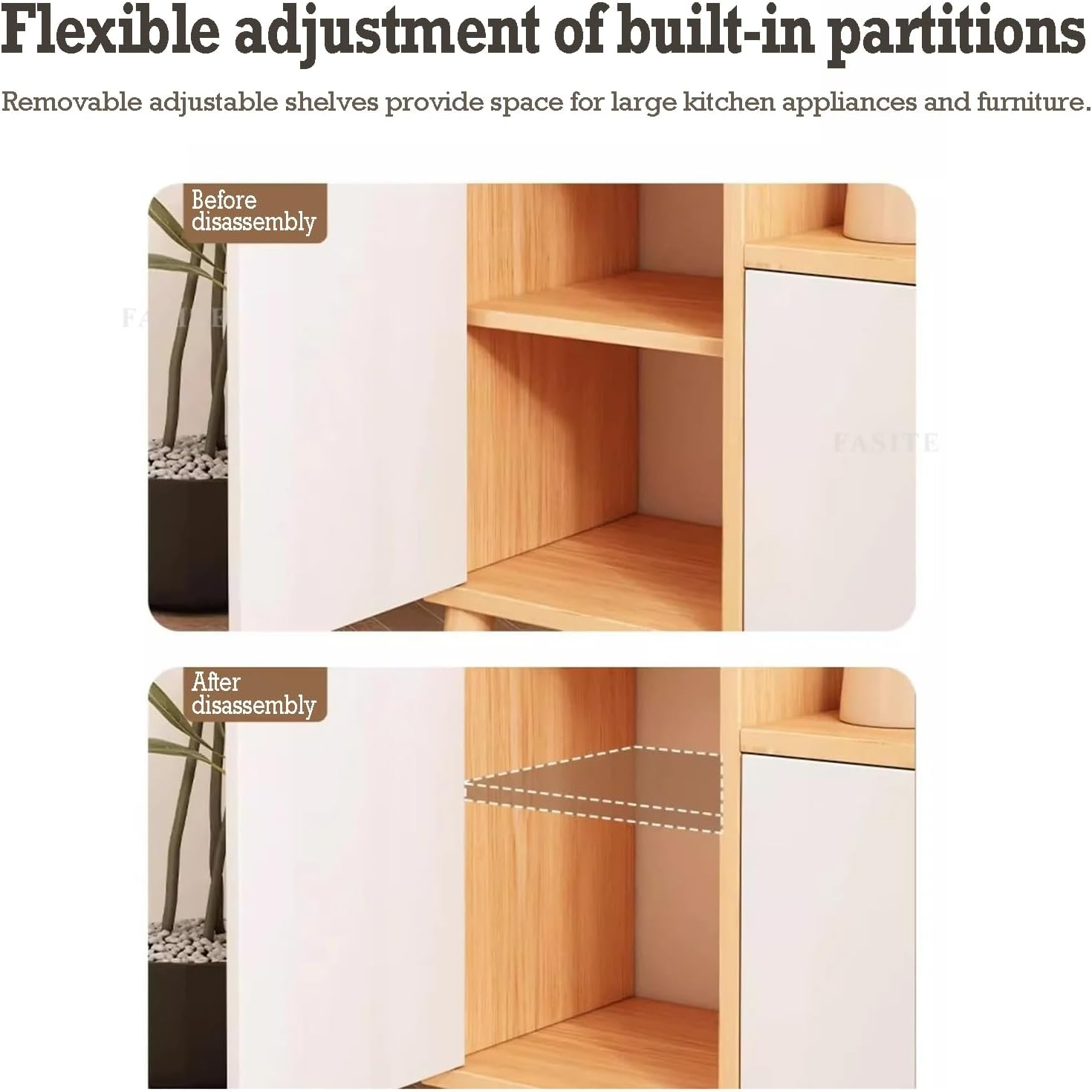 Memocastle Modern Wood Sideboard: Wall-Mounted Storage Cabinet - Buffet with Locker Design for Dining Room and Living Room (Rustic Oak Colour) image number 6