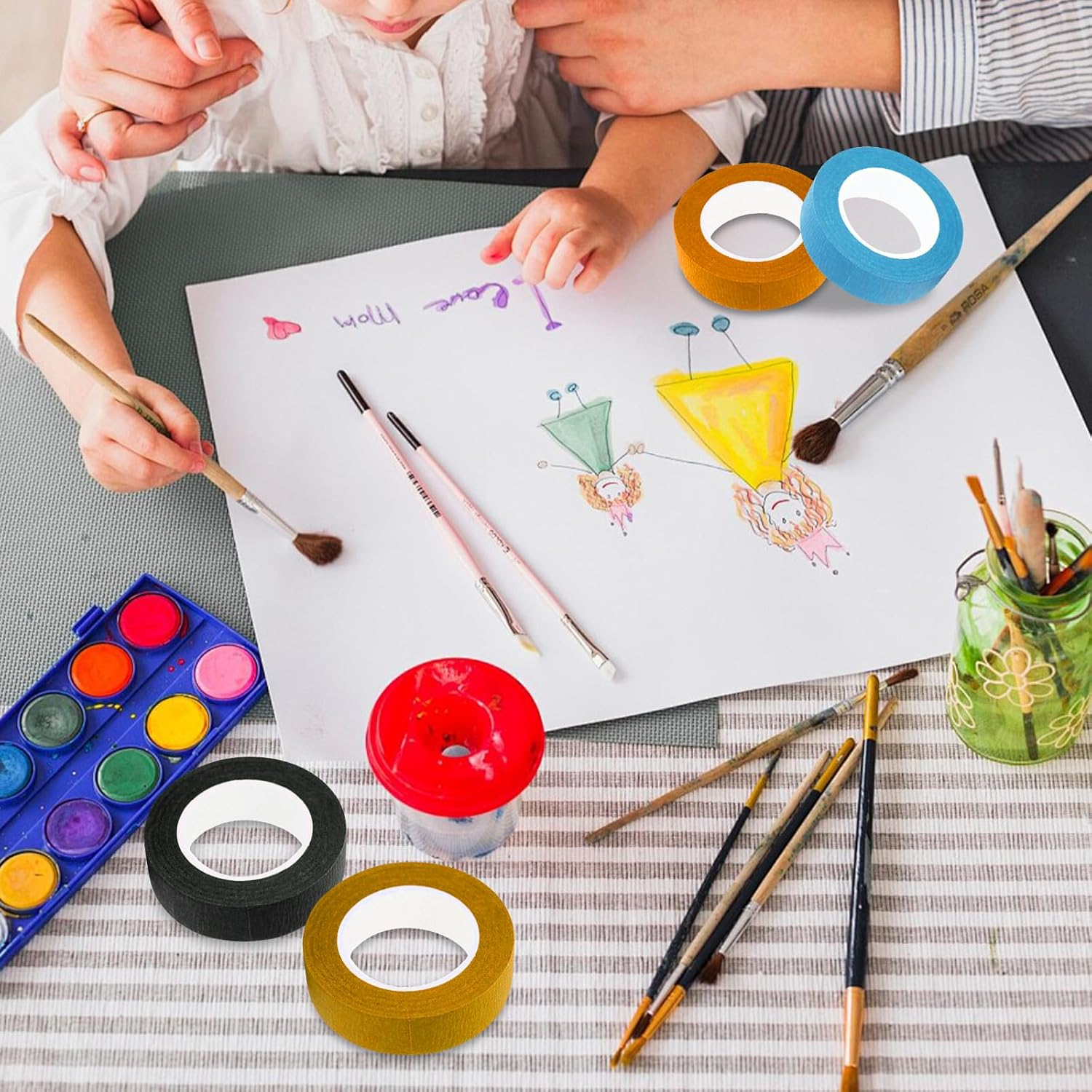 Painters Tape Colored Masking Tape, Art Supplies Wide Rainbow Color 12 Different Color Rolls 1.5Cm X 14.6M, Art Craft for Kids, Classroom, Office image number 3