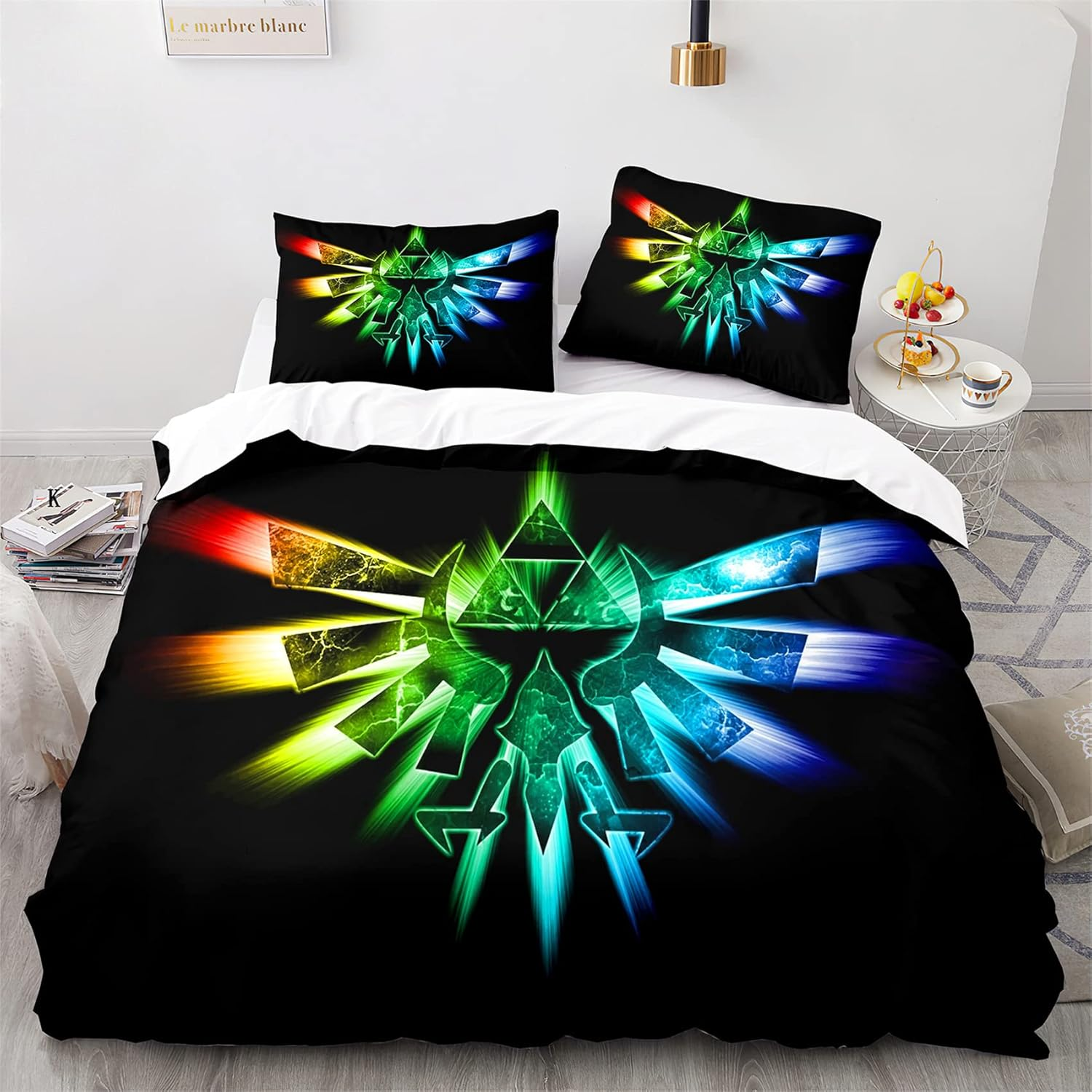 The Legend of Zelda Bedding Duvet Cover Single Size 3 Pieces Lightweight Bedding Set 3D Game Quilt Cover with Zipper Closure