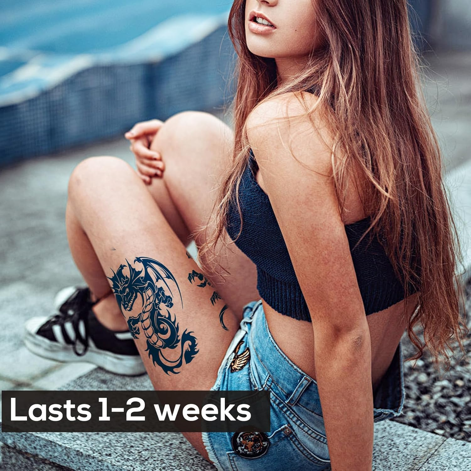 8-Sheet Dragon Temporary Tattoos - Realistic Infinity Totem Designs with Plant-Based Ink - Long Lasting Body Art for Men, Women & All Ages image number 2