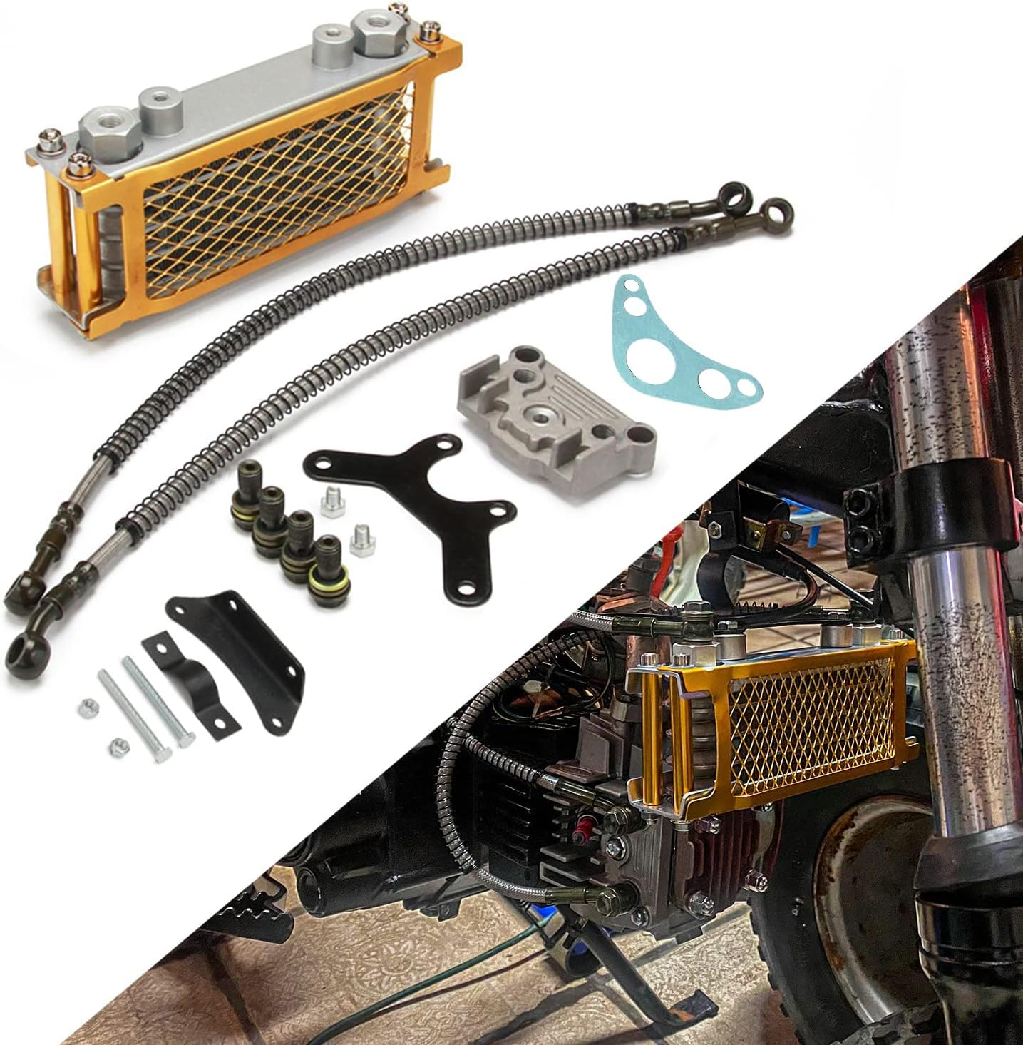 Motorcycle Oil Cooler Cooling Radiator Engine Kit Universal for CRF XR KLX 50 70 90 110 125 140Cc SSR Taotao Coolster Kayo Dirt Pit Bike ATV Black