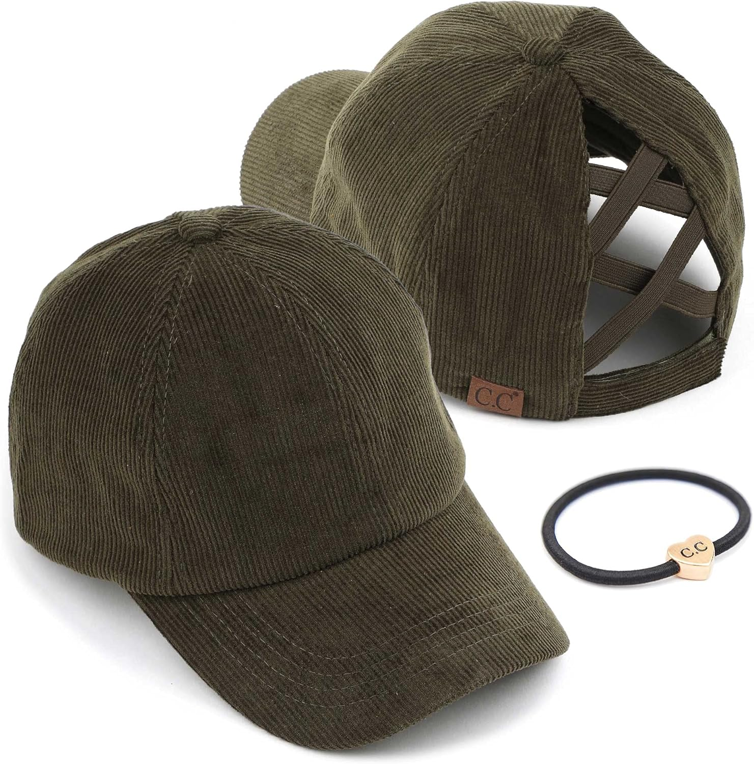 C.C Ponycap Messy High Bun Ponytail Adjustable Glitter Mesh Trucker Baseball Cap, Gray, One Size image number 1