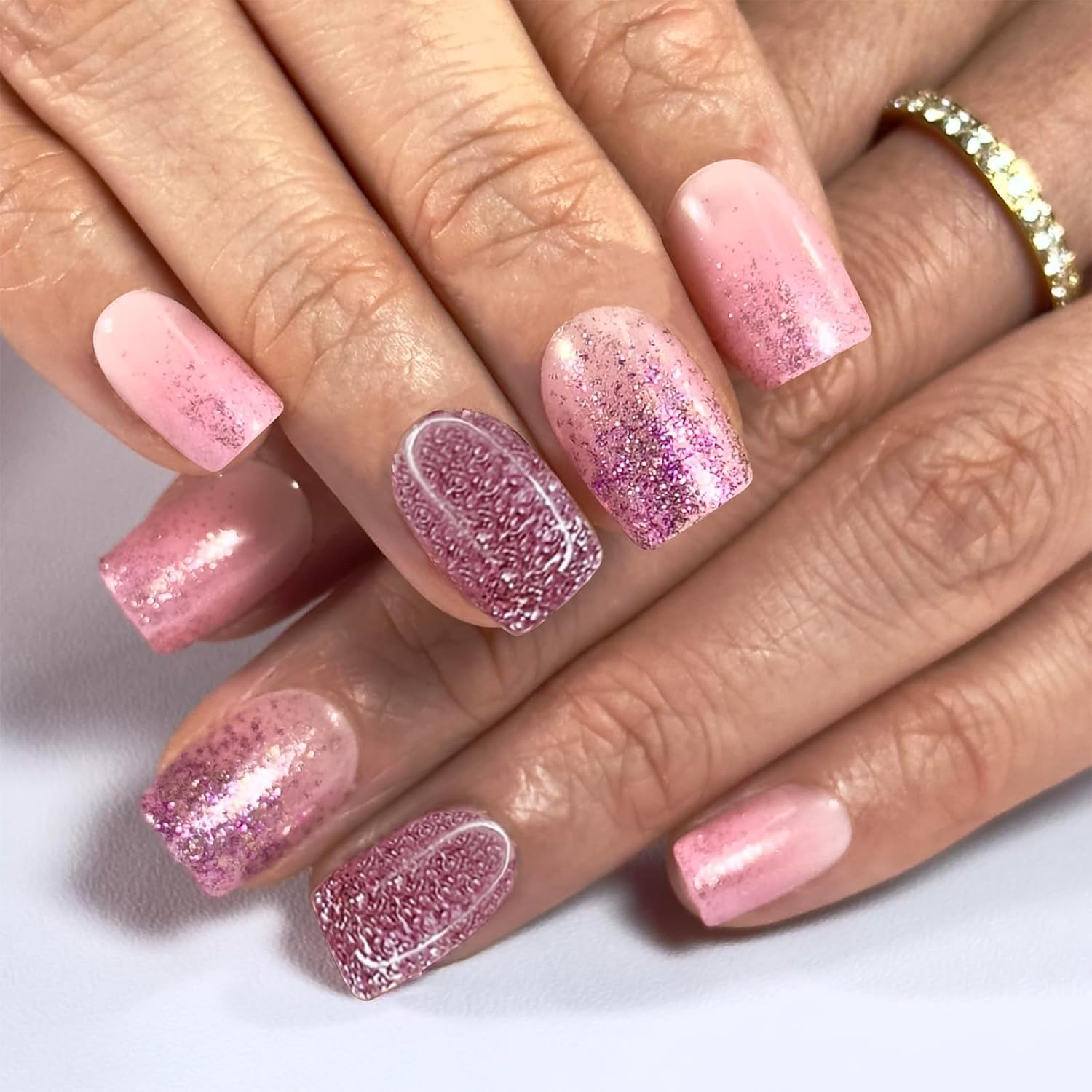 Mrltau 24 X Press on Nails, Short, Short Fingernails for Sticking, Acrylic False Nails for Sticking, Fingernails, Design Artificial Nails, Short image number 4