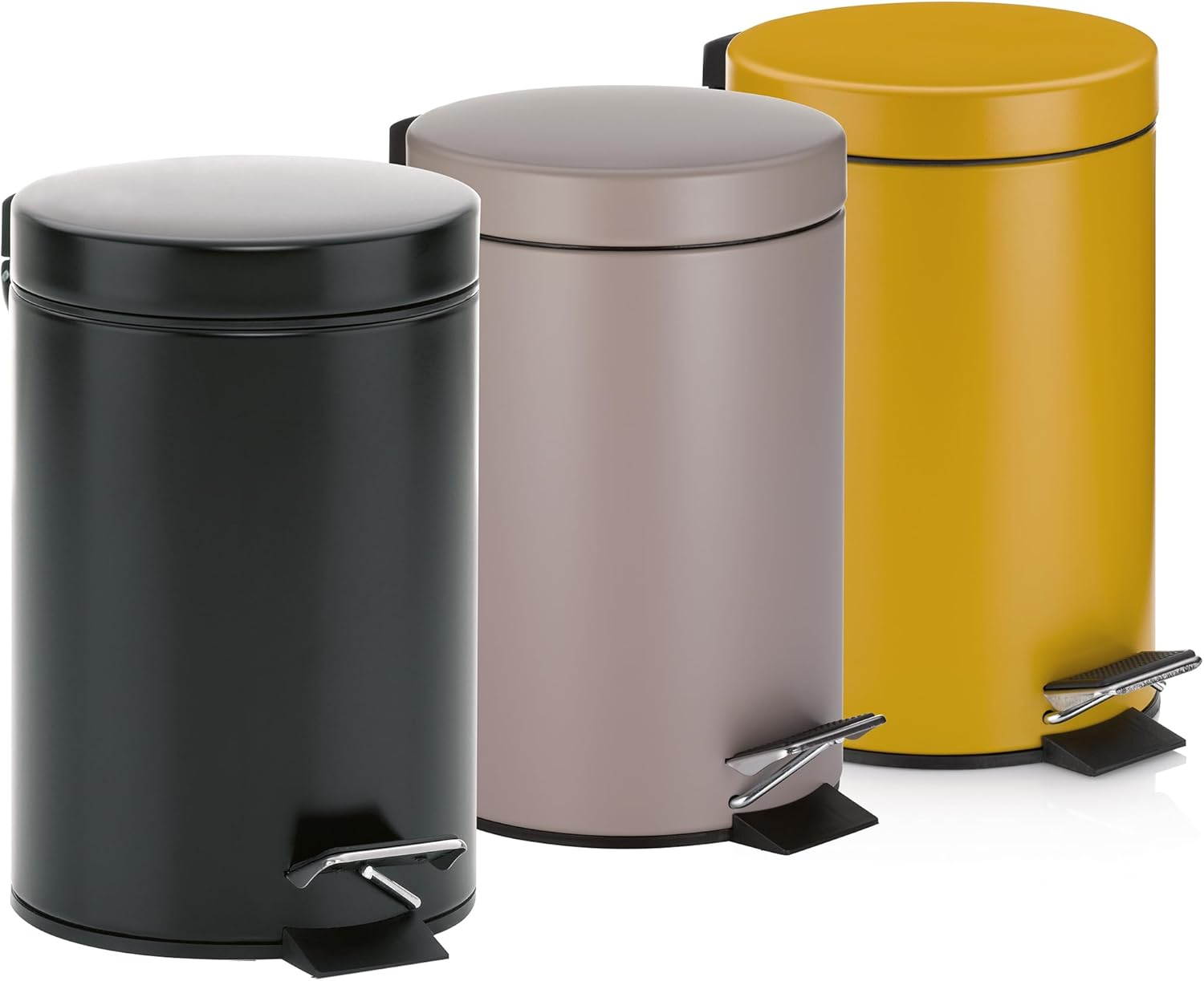 Kela Monaco Cosmetic Bin, 3 Litres, Metal Pedal Bin, Bathroom Bin with Inner Bucket and Carry Handle, Matt Cashmere Brown