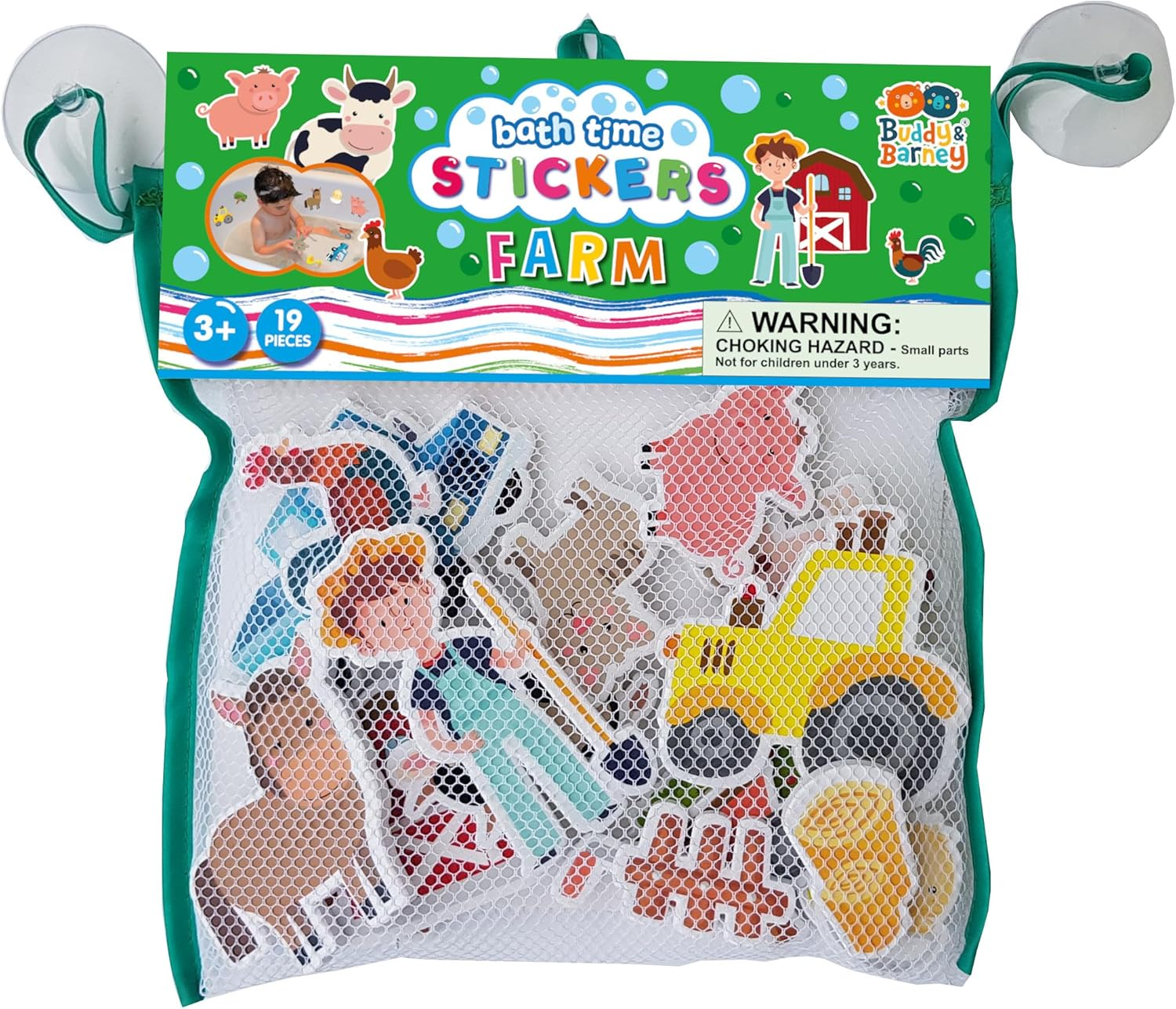 Buddy & Barney Farm Bath Stickers Toy for Kids (19Pc, Ages 1+) image number 3